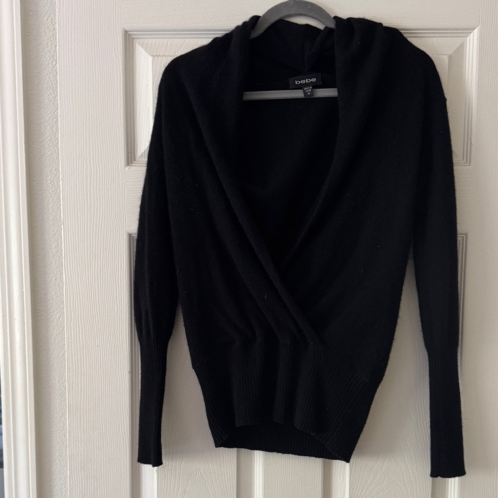 Bebe Women's Elegant Black Cowl Neck Sweater